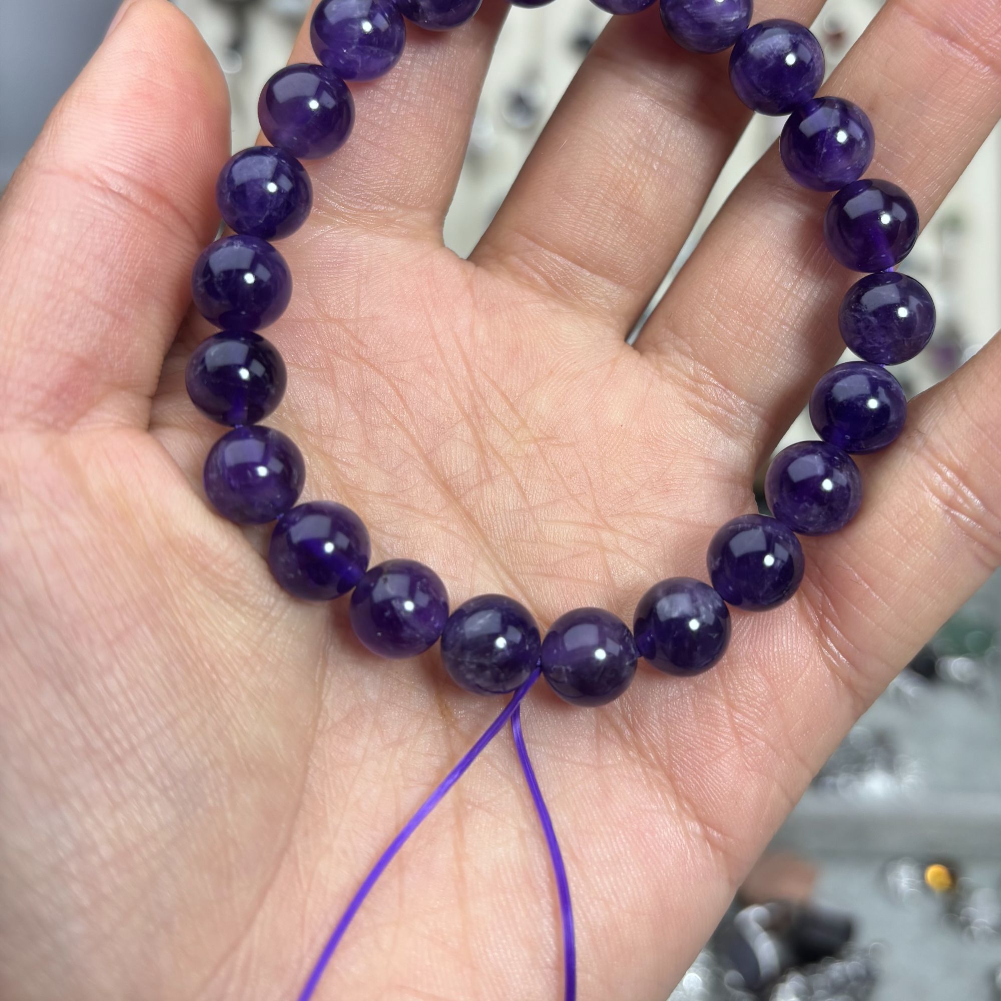 天然紫水晶手串，紫色时尚百搭（多样性发其一）