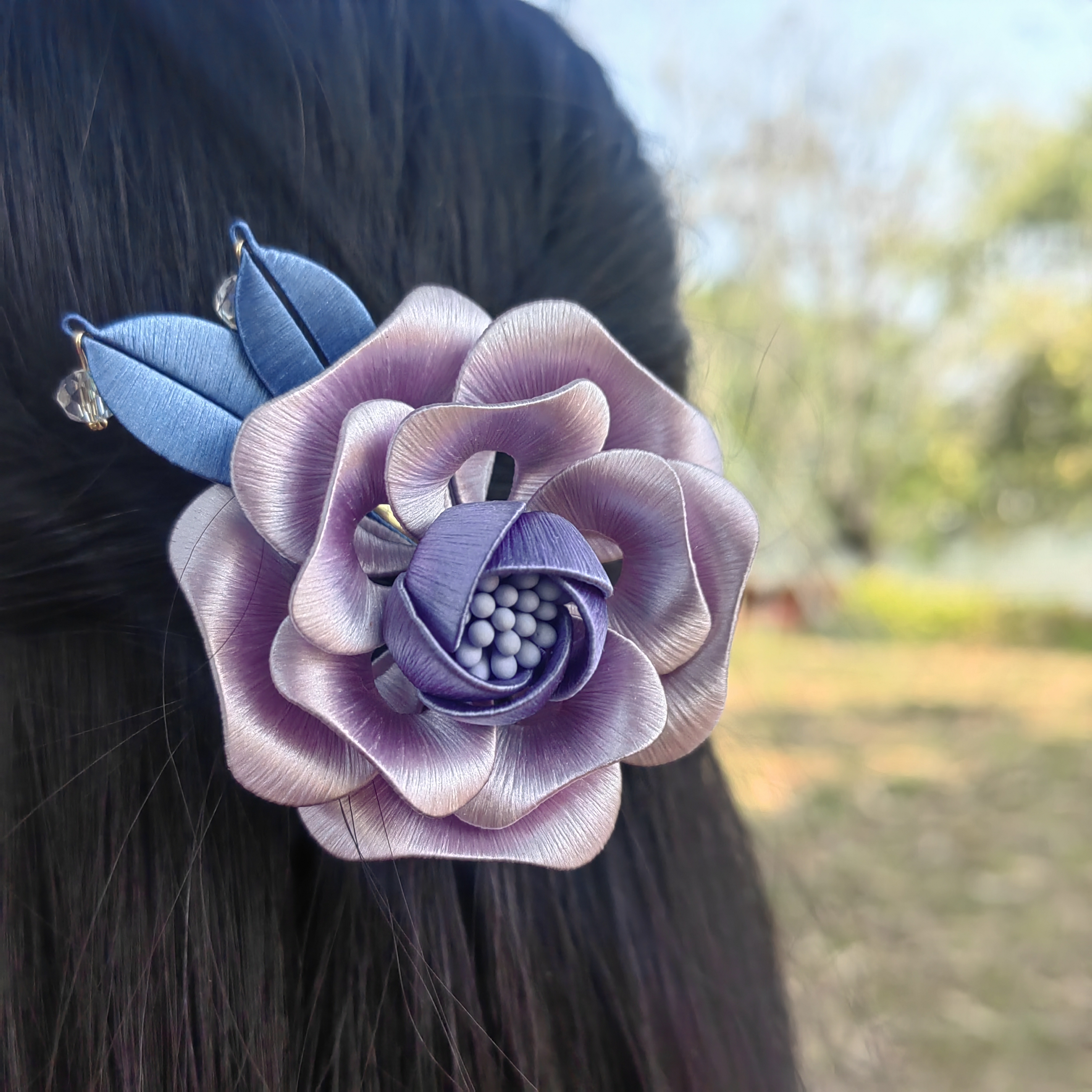 【卷边玫瑰花】非遗缠花纯手工制作百搭古风可爱气质时尚百搭边夹款