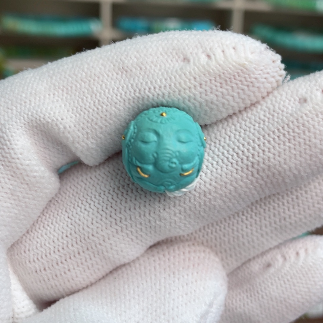 绿松石未镶嵌精品象宝圆珠