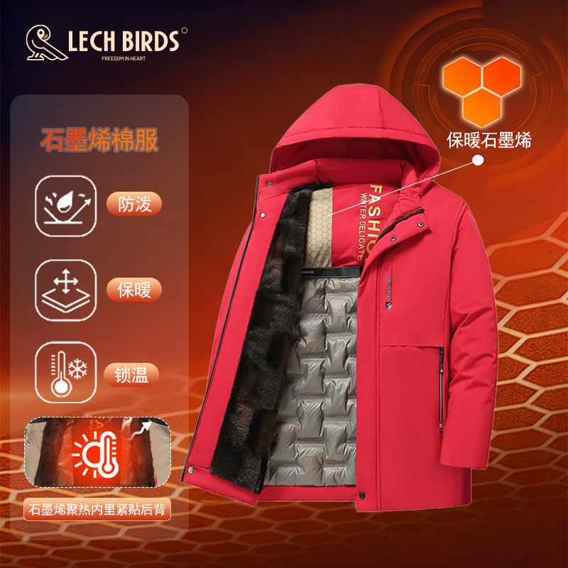 2025秋冬男款黑金加绒加厚棉服冬季石墨烯派克服