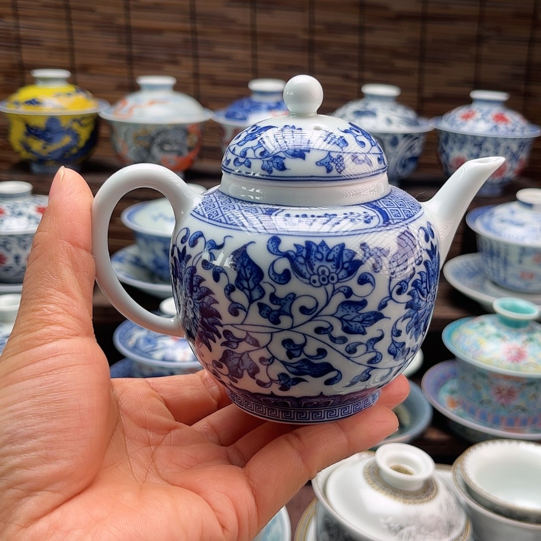 摆件陶景德镇陶瓷手把壶