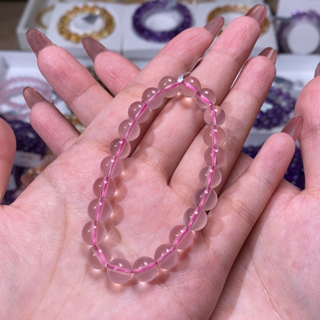 芙蓉石手链未镶嵌星光粉8m
