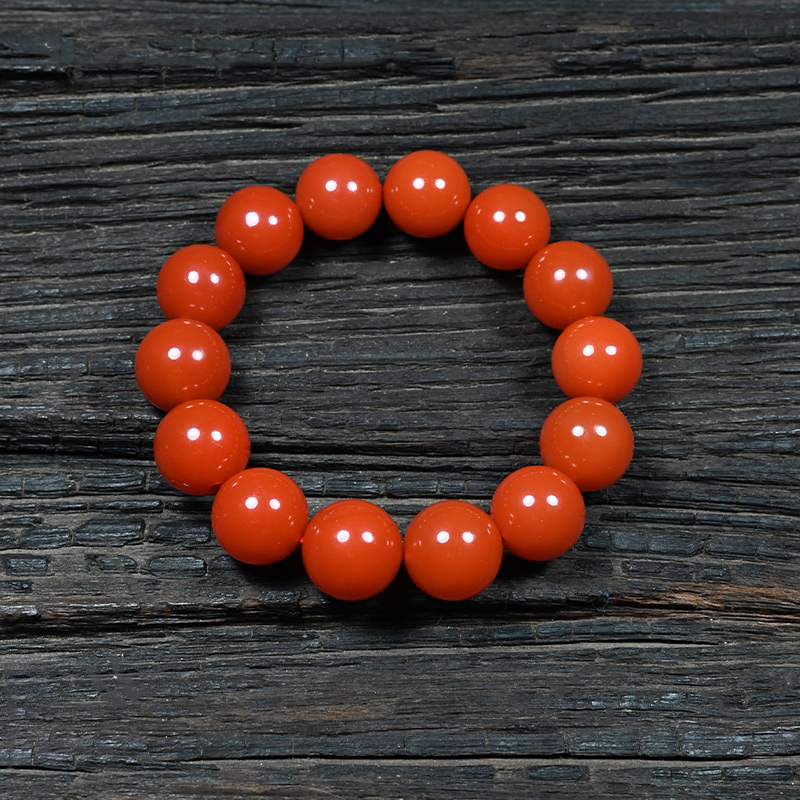 【鑫石阁】保山原矿南红西山大黑洞卡15柿子红单圈