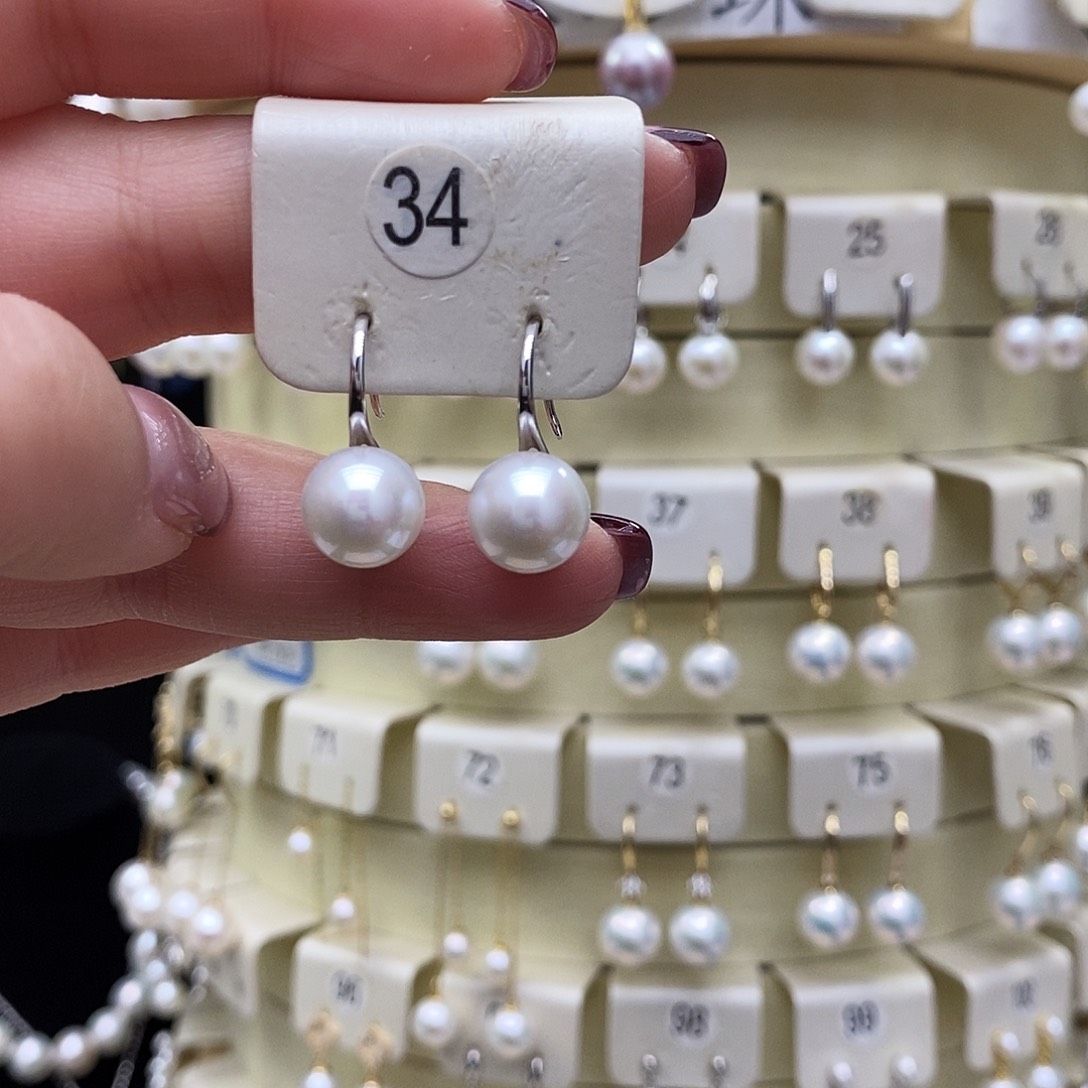 淡水珍珠耳饰银S925镶嵌