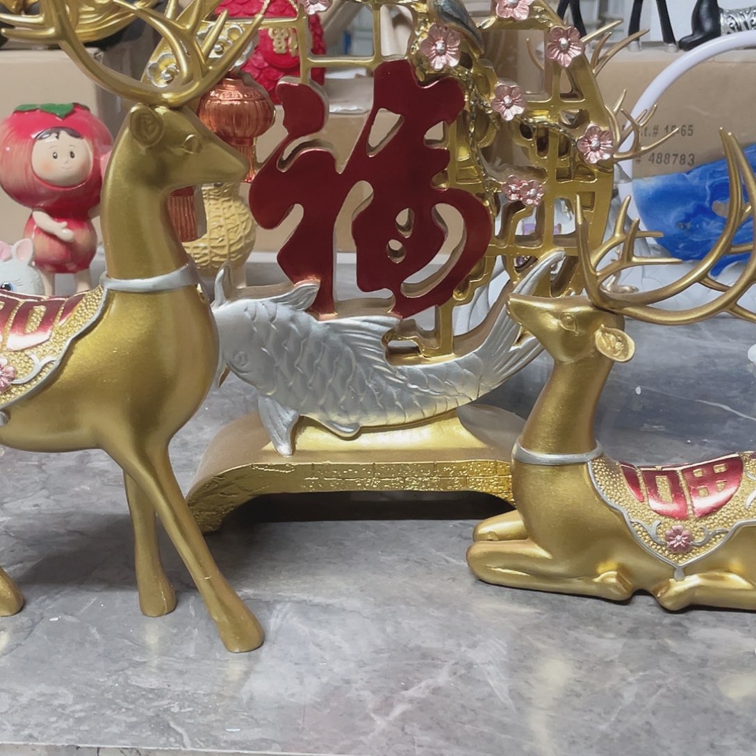 金色屏风➕鹿一对1111111111