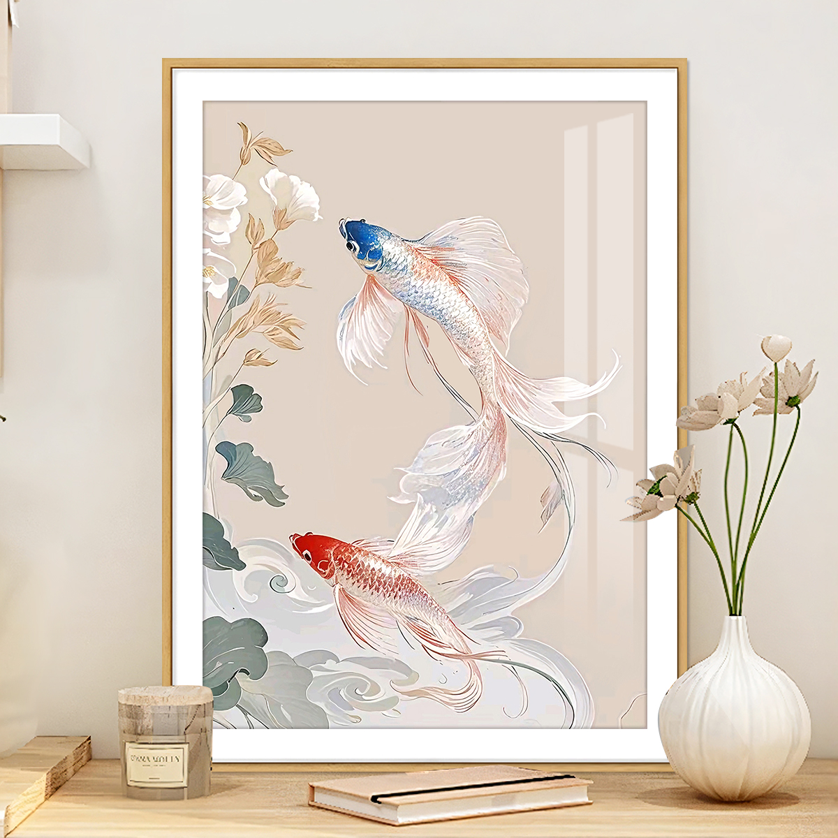 好运锦鲤十字绣2025新款高级客厅玄关简约现代竖版手工刺绣寓意好