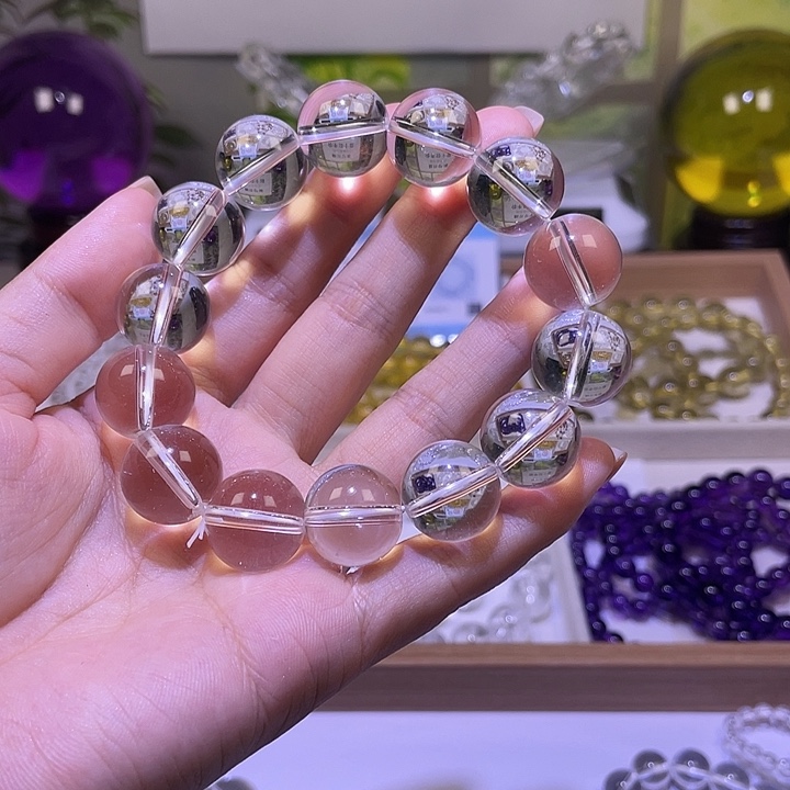 奋***年烟晶手链银S925镶嵌白水卡16