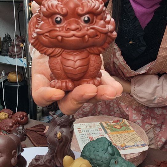 小***薏紫砂茶宠宜兴紫砂朱泥小龙可盘可养