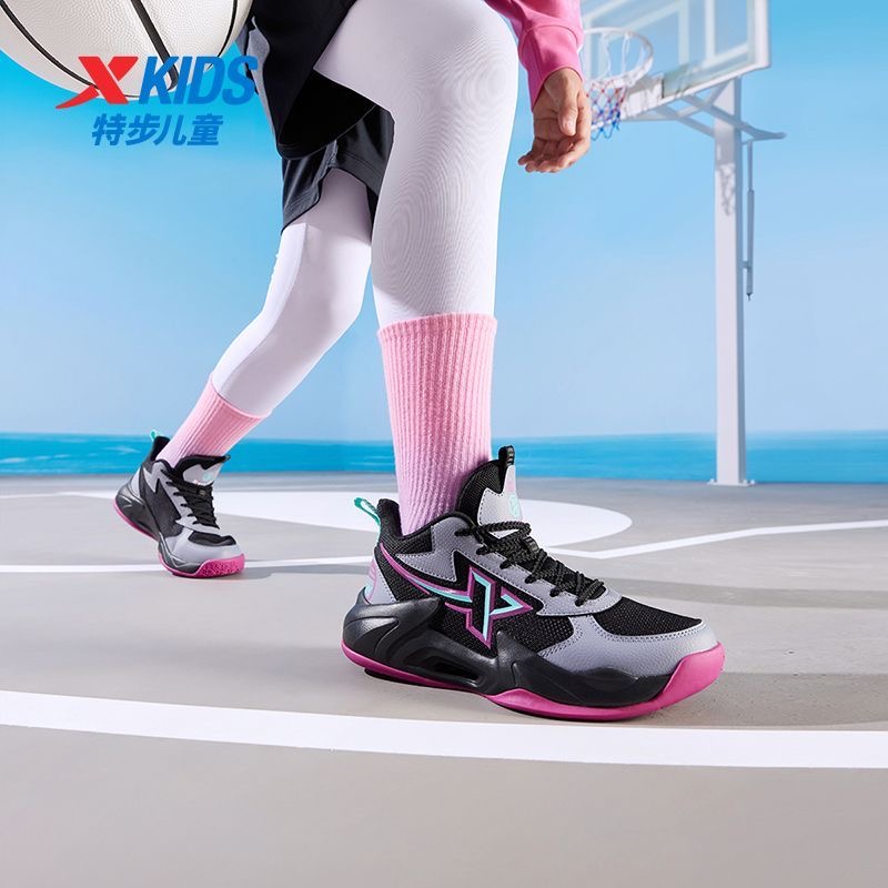 特步儿童冬季款网面篮球鞋中大童透气防滑减震运动鞋675414129031