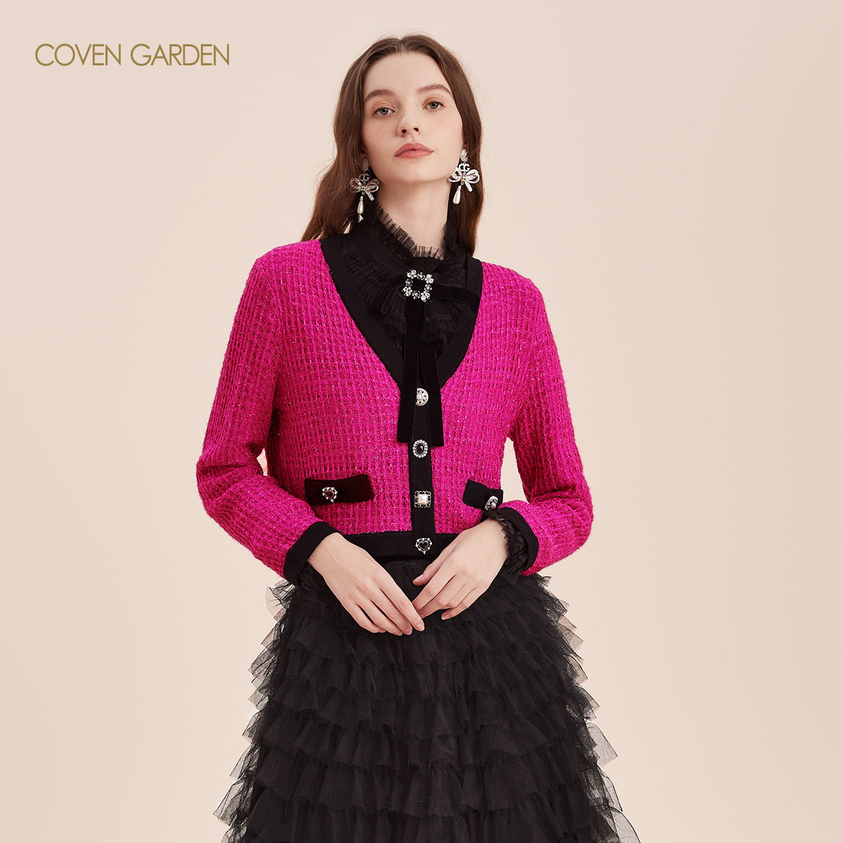 【达人专属】哥文花园小香风针织开衫复古千金外套CTA4032220