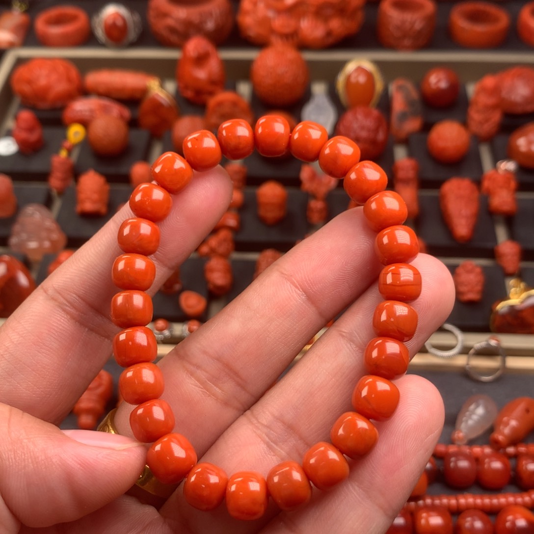 南红玛瑙老型手串8+未镶嵌