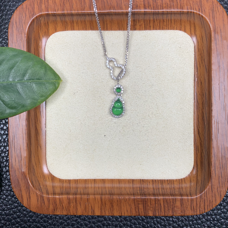 S925银镶嵌翡翠锁骨链14