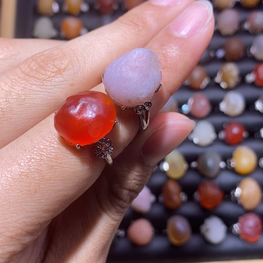 用***春玛瑙/玉髓合金戒指