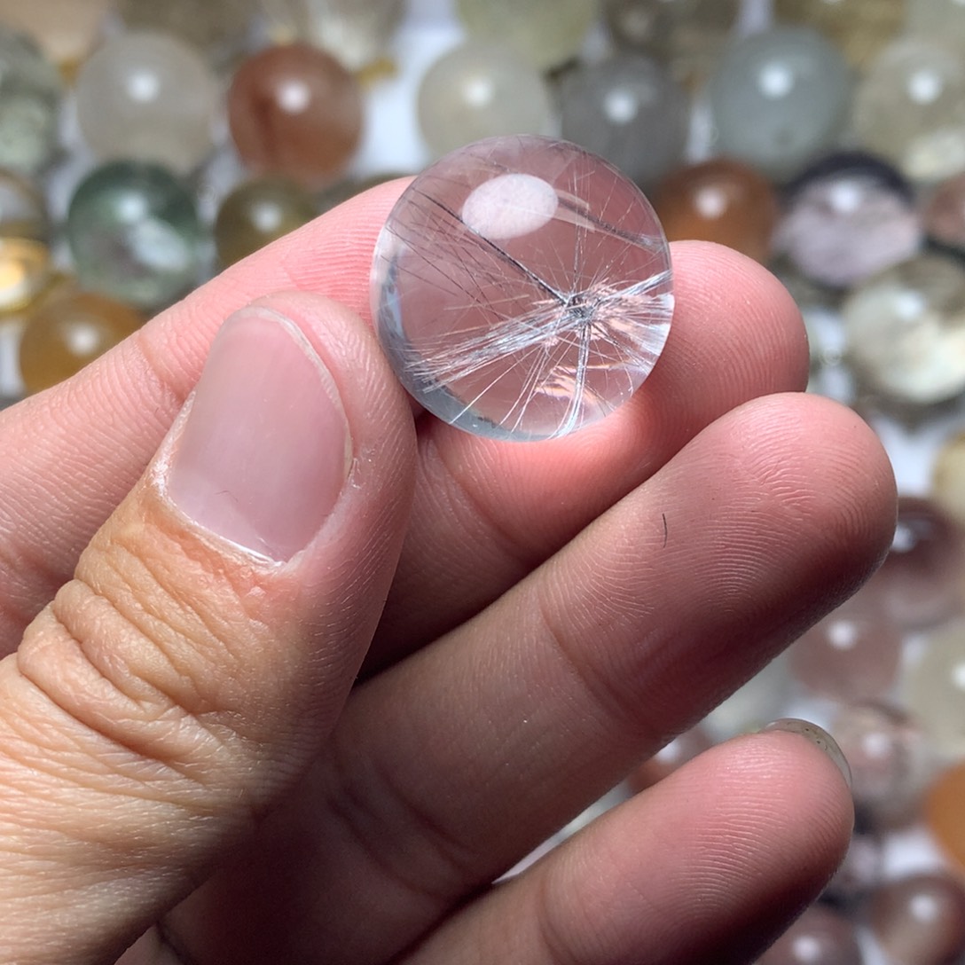 水晶珠宝半成品未镶嵌咖****奶银发球