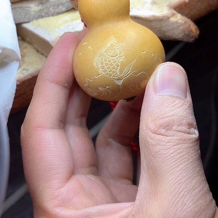 竹手工雕刻葫芦车挂锦鲤