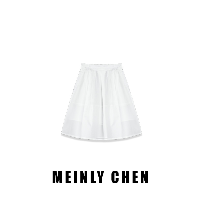 【MEINLY  CHEN】高端设计师款时尚百搭白色休闲半身裙8250275