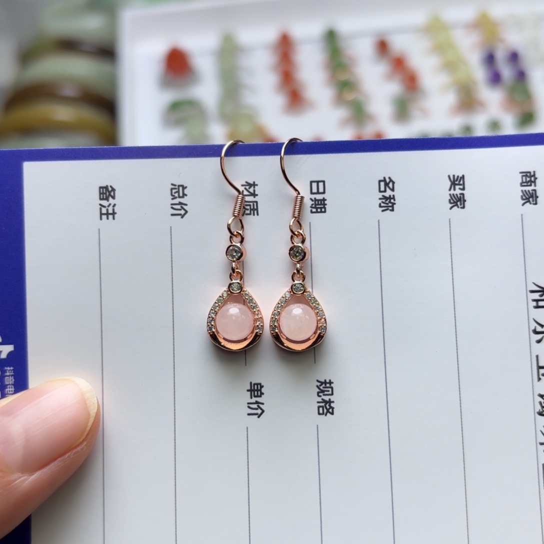 和田玉耳饰银S925镶嵌欢***爱