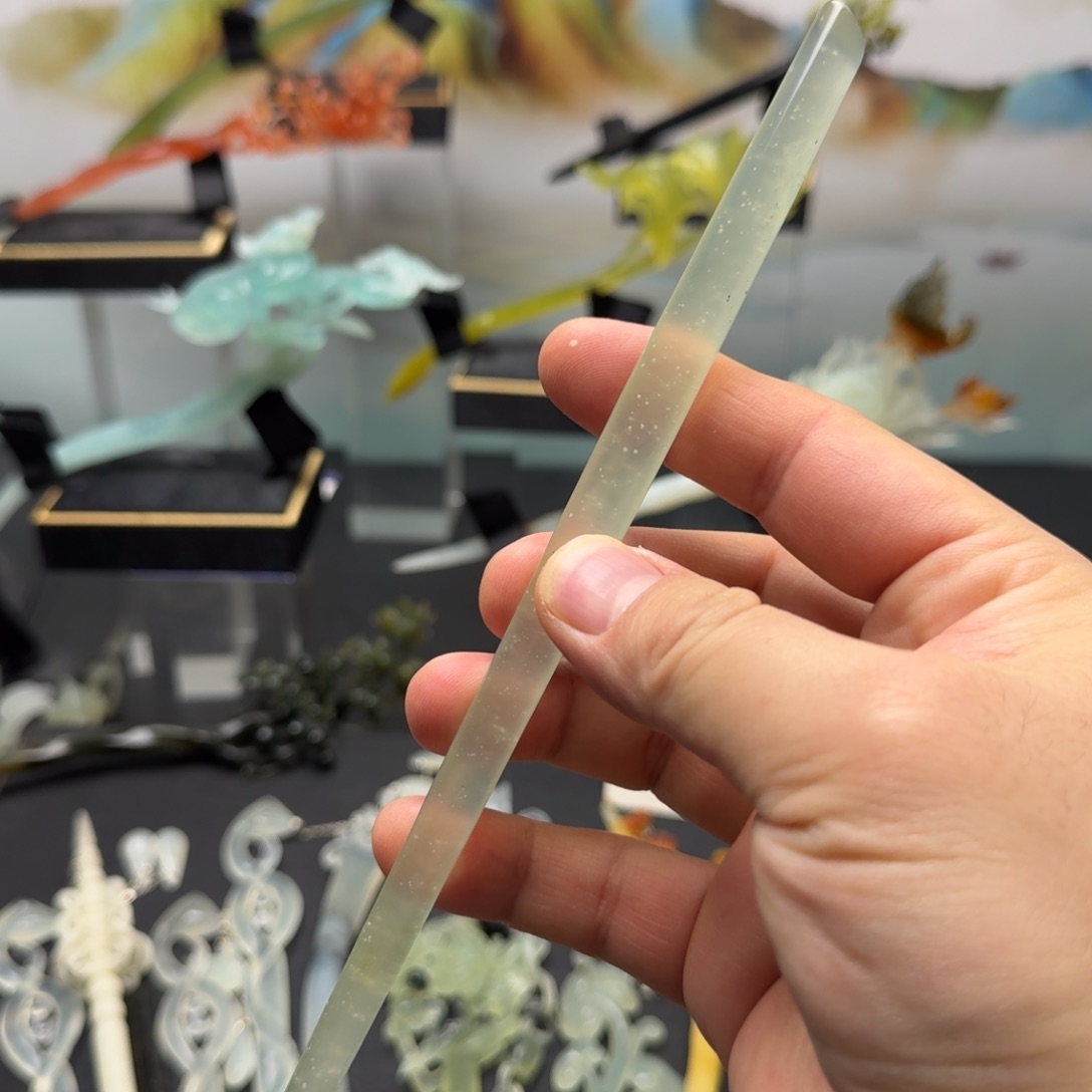 岫玉发饰未镶嵌明君玉簪就是好看