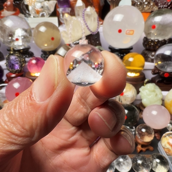 水晶摆件未镶嵌意境银山水晶珠子