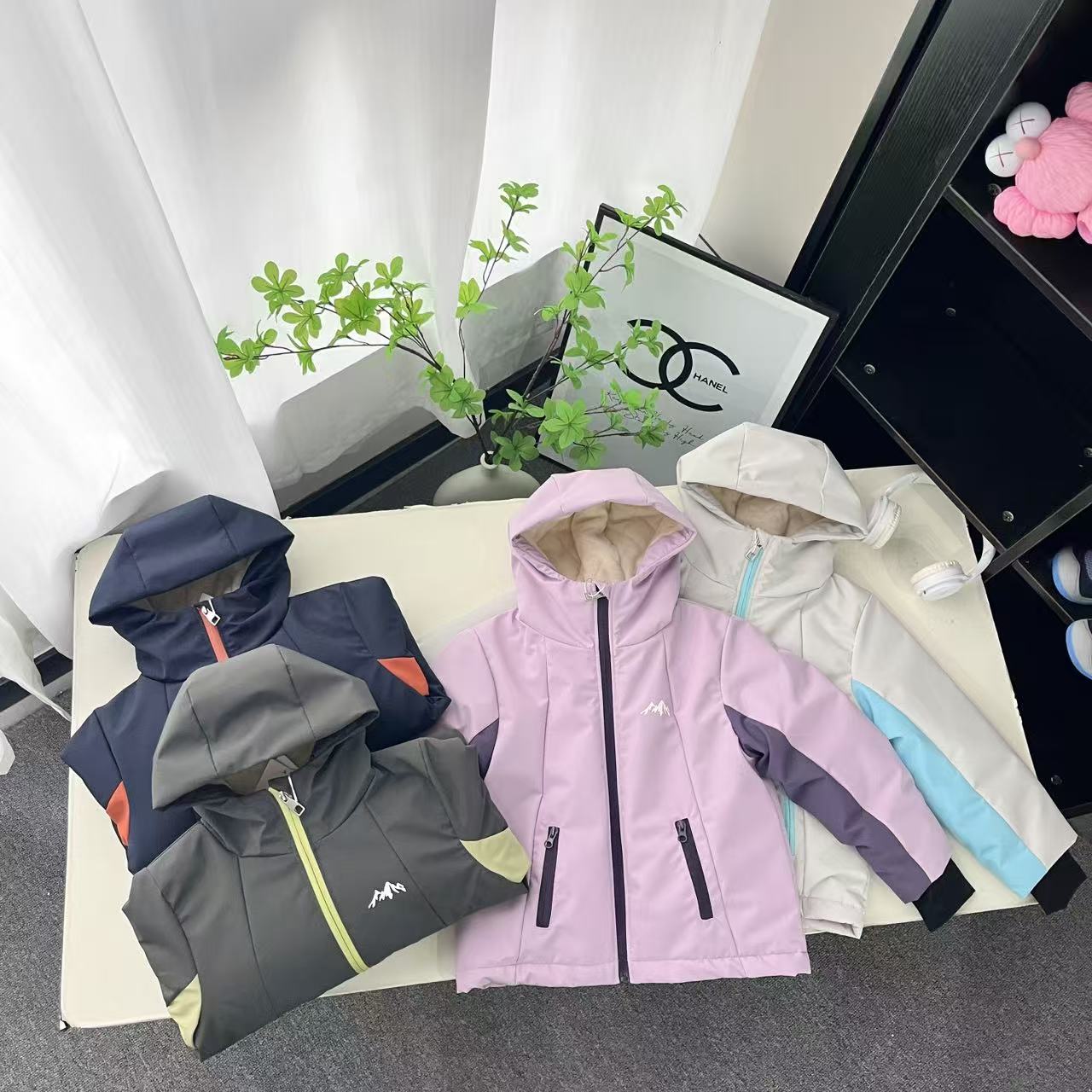 男女童冬季滑雪软壳棉服连帽外套冲锋衣棉衣工装外套