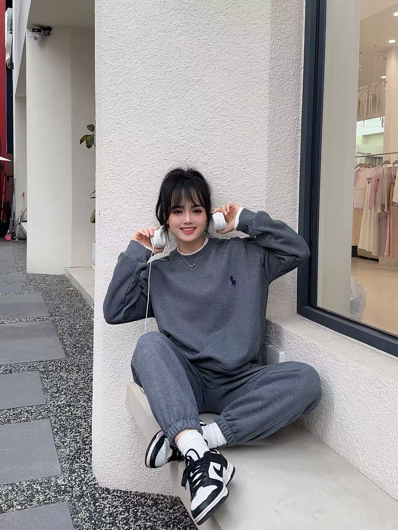 【不加绒】秋季新款2025韩版休闲套装女圆领翻领宽松小个子百搭