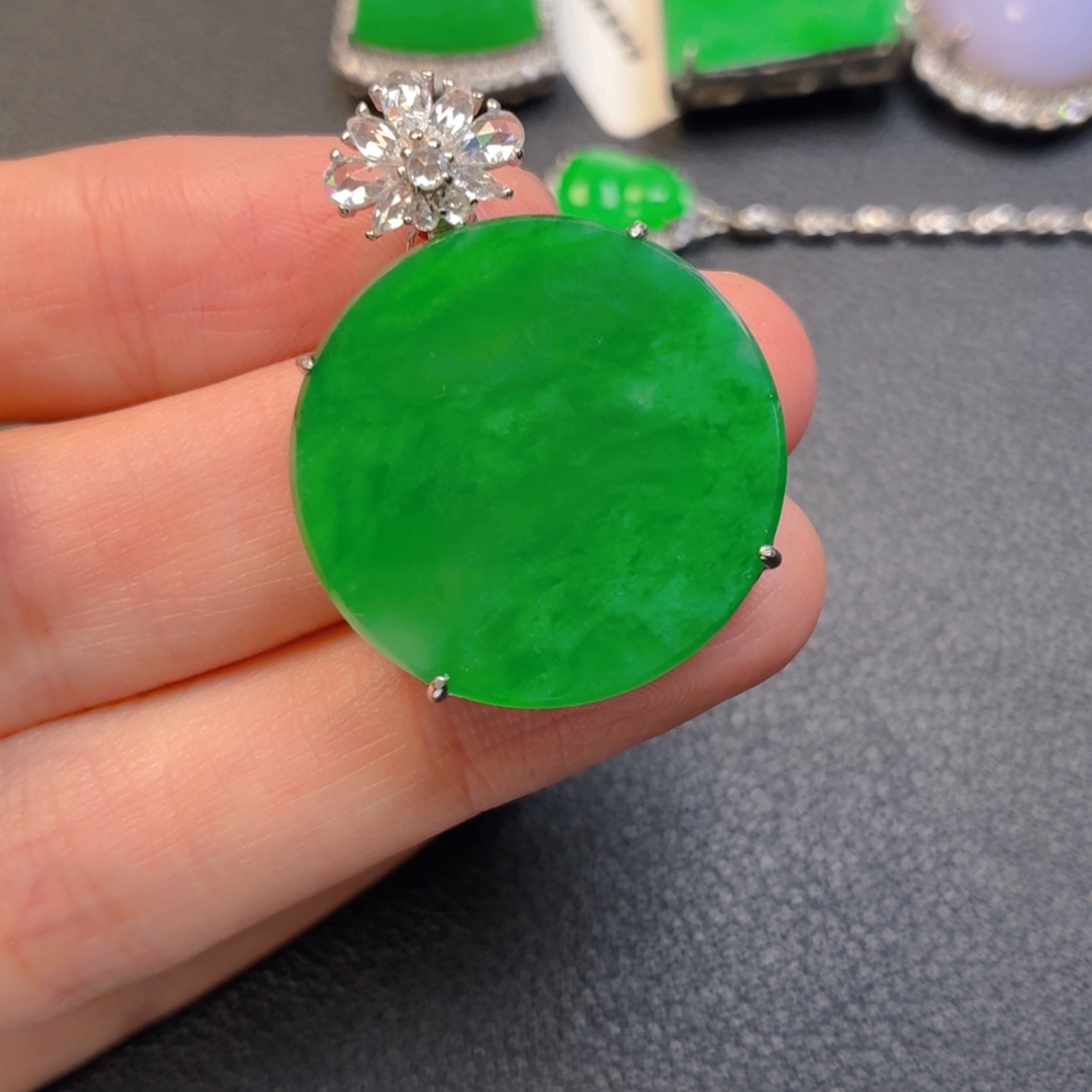 翡翠银S925镶嵌吊坠(不含链)