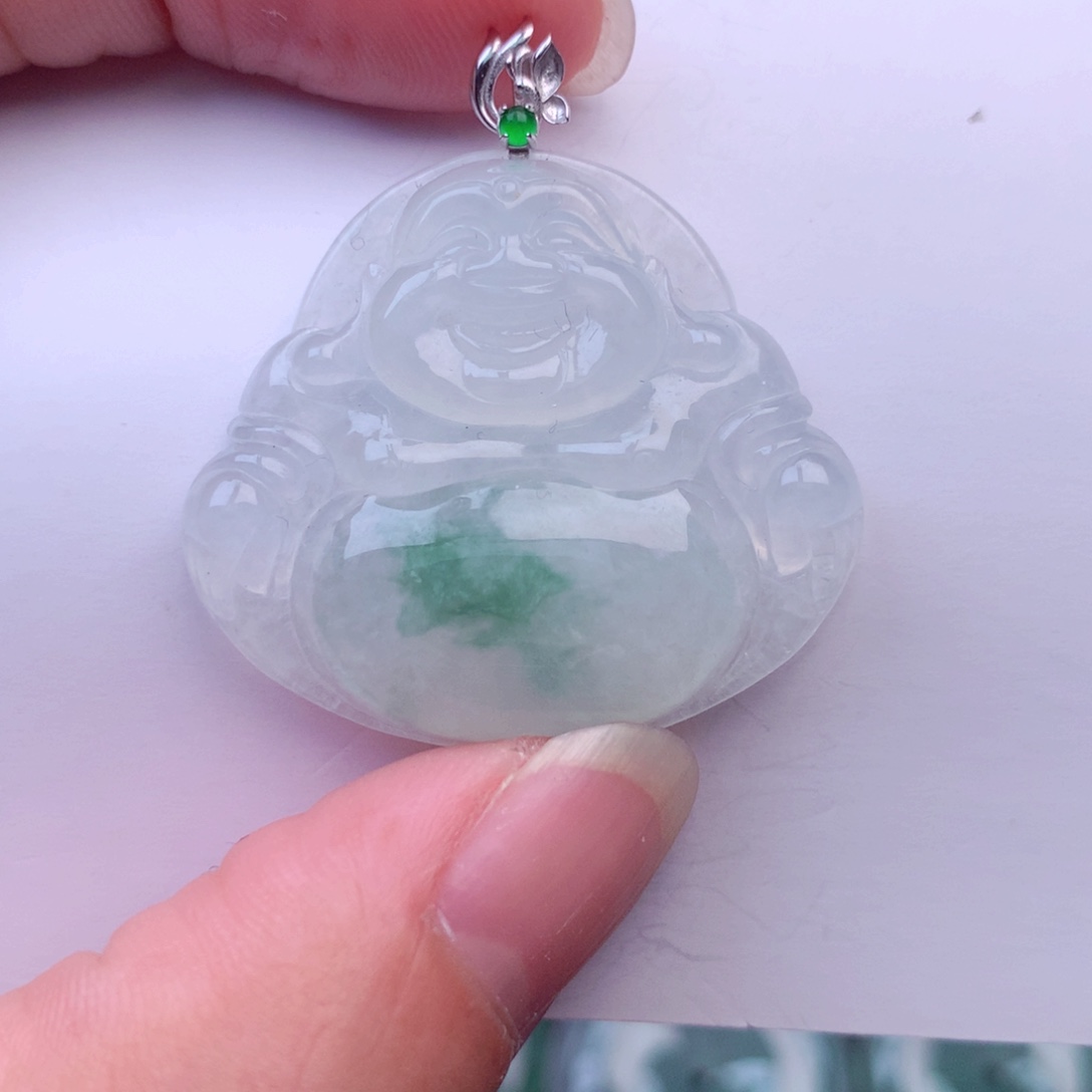 翡翠吊坠(不含链)18K金镶嵌