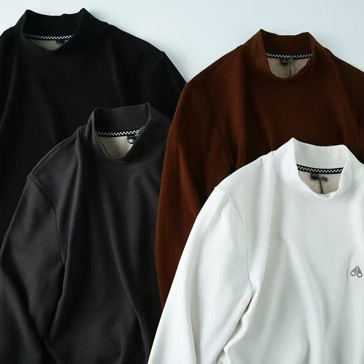 小剪刀基础款 双面薄绒秋冬男款大弹力基础百搭半高领打底衫 8329