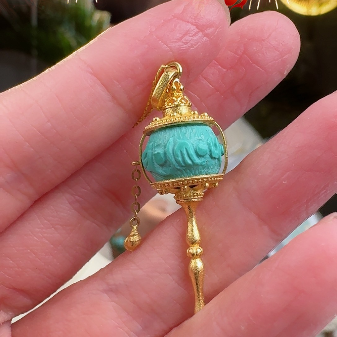 绿松石珠宝奇石18K金镶嵌