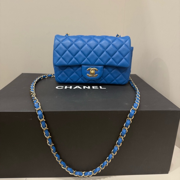 95新 Chanel/香奈儿 【龙】蓝色cf Mini单肩斜挎包