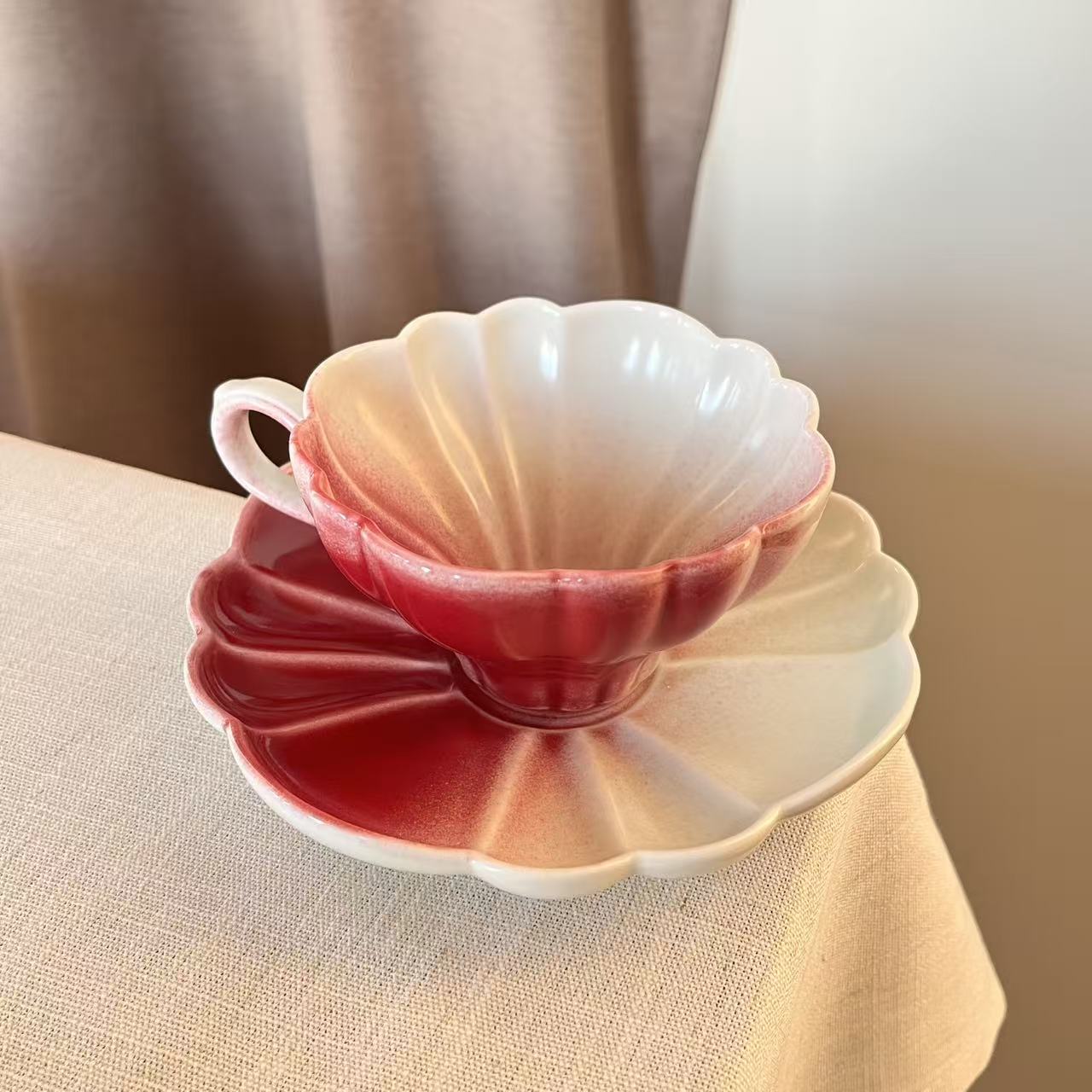 郎红映霞莲花咖啡杯套 T030