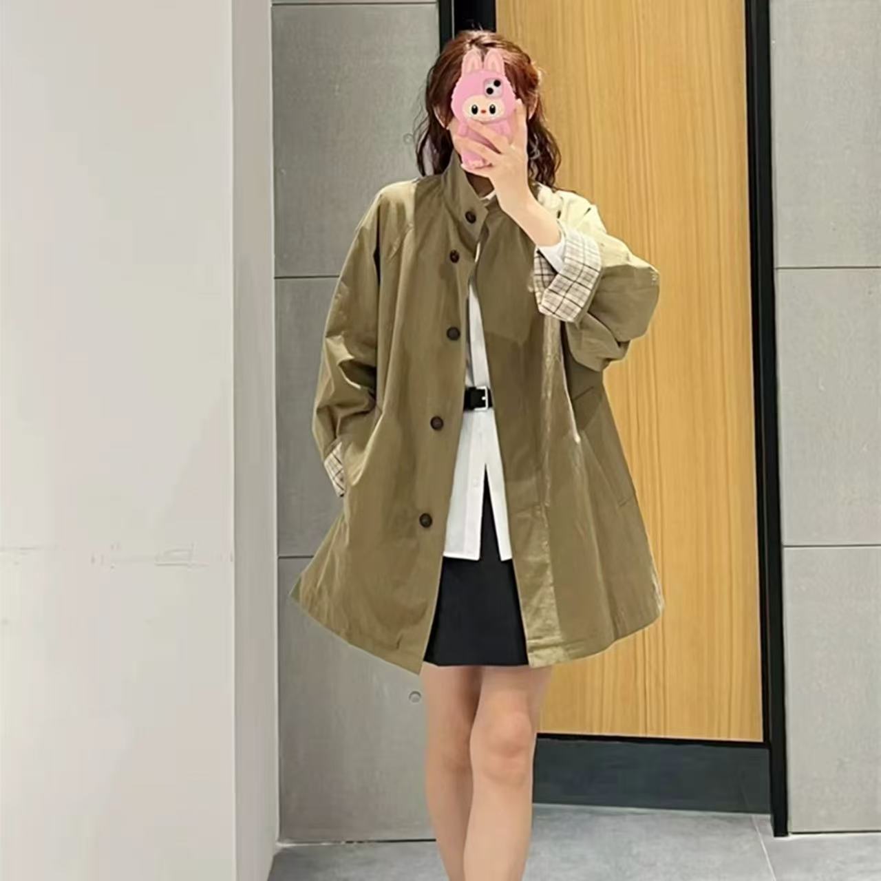 MM2025秋季新款百搭宽松中长款休闲风衣外套女