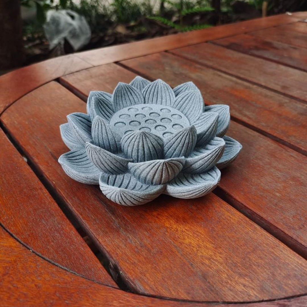 新款莲花底座青砂石茶室桌面装饰摆件底座壶承杯垫鱼缸造景微景观