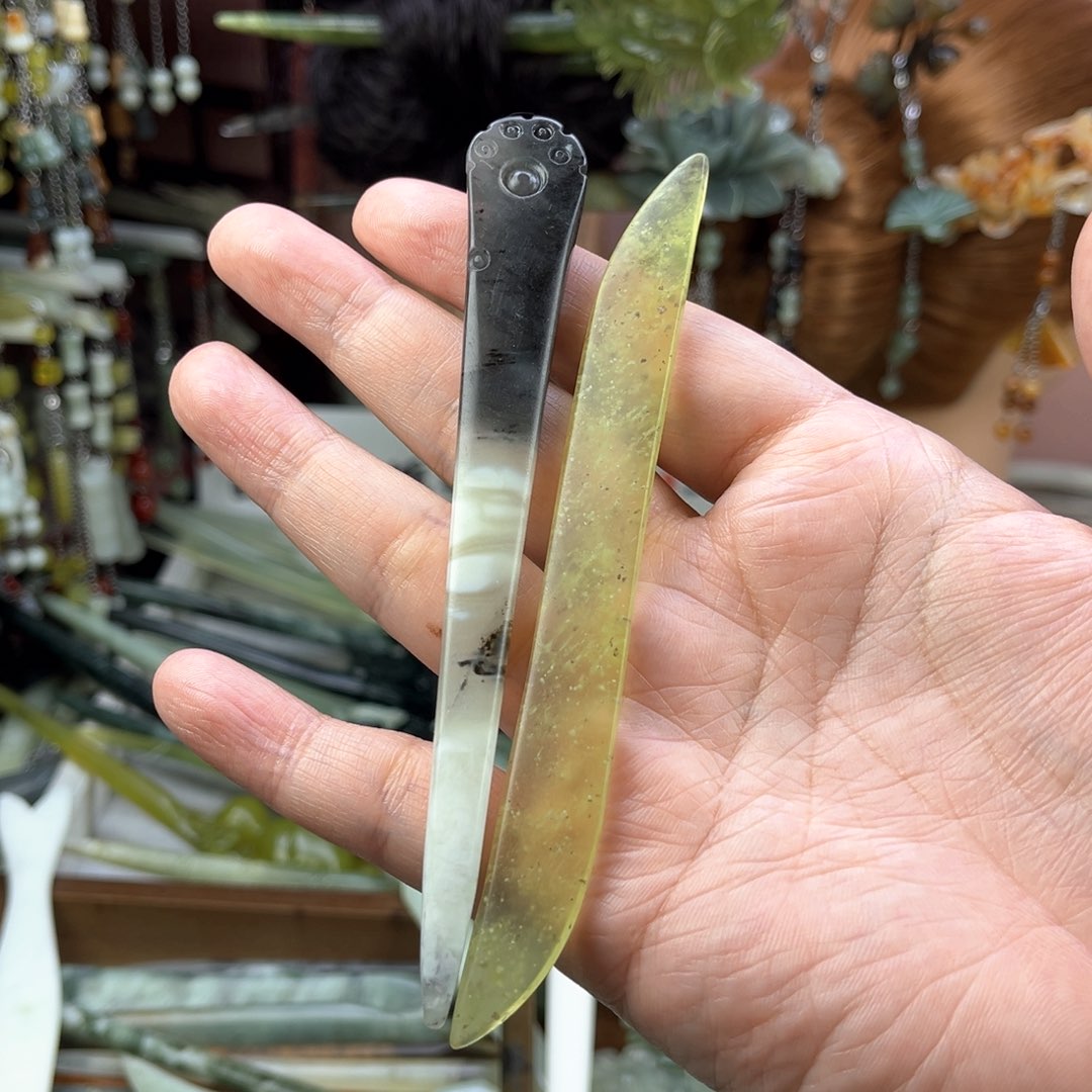 蛇纹石玉发饰未镶嵌默认微瑕岫玉发簪