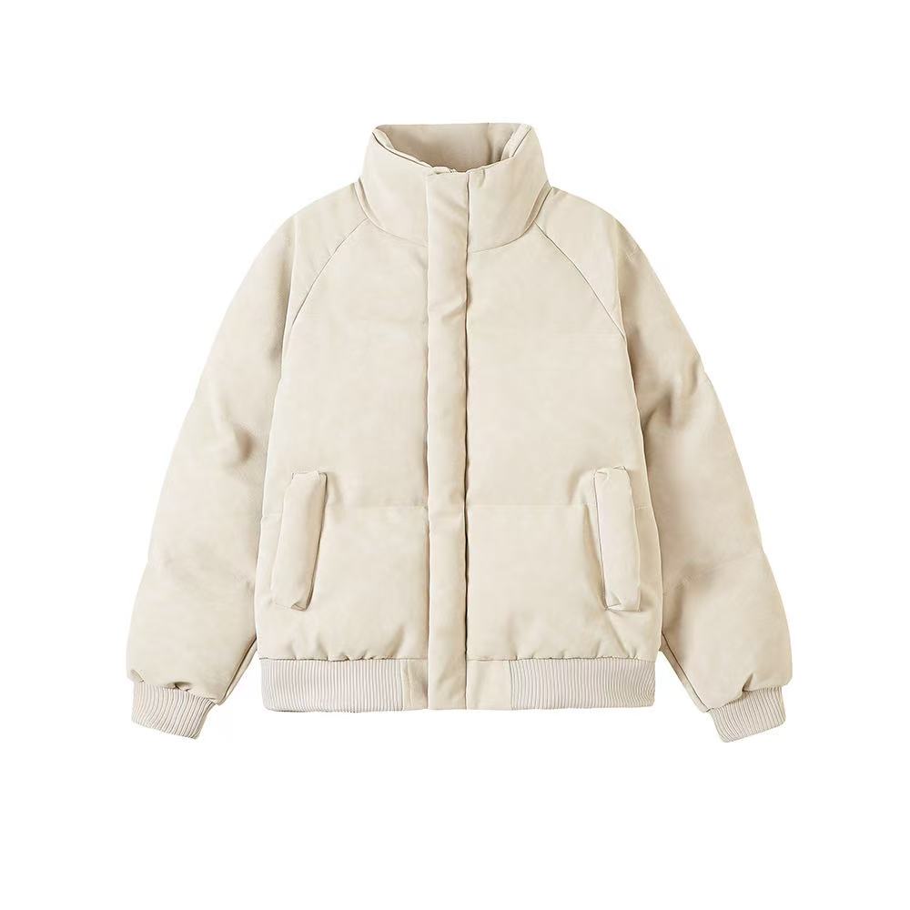 （加厚帆布皮）冬季立体纹理感百搭简约休闲立领棉衣