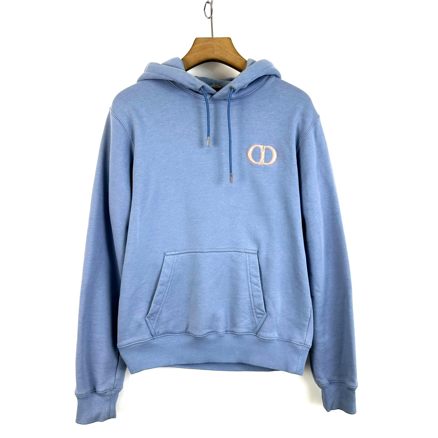 95新 DIOR/迪奥 M码/蓝色胸口刺绣CD logo连帽卫衣/编码07804