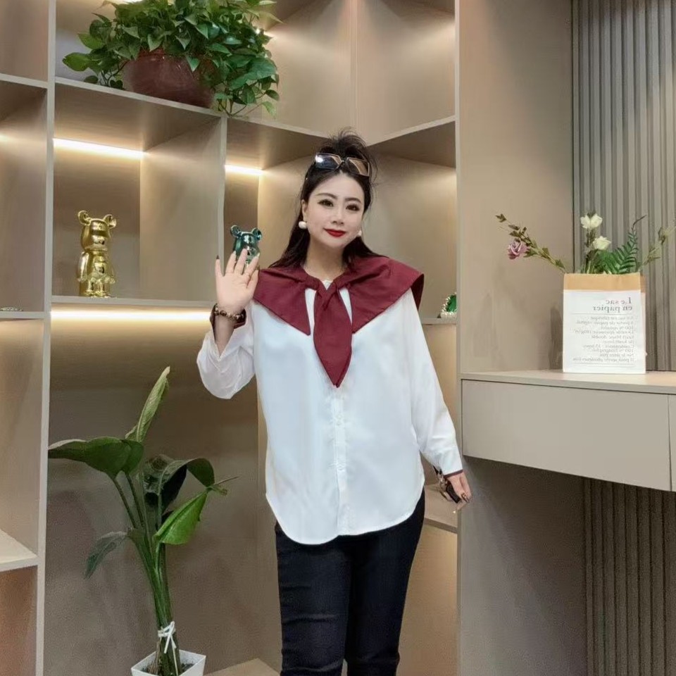 春季洋气衬衫-丫 5509时尚潮流假两件气质显瘦款胖MM大码女装新款