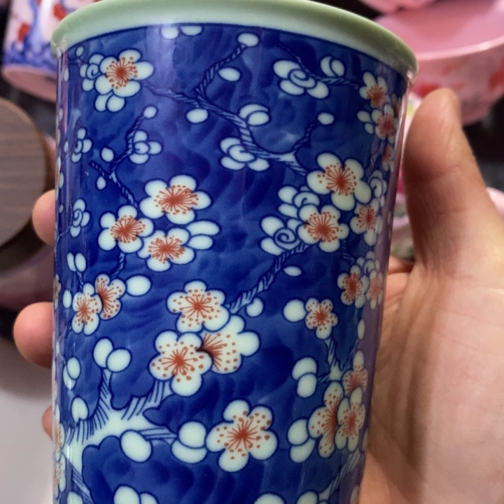 摆件陶绿稀土红冰梅可乐杯 大