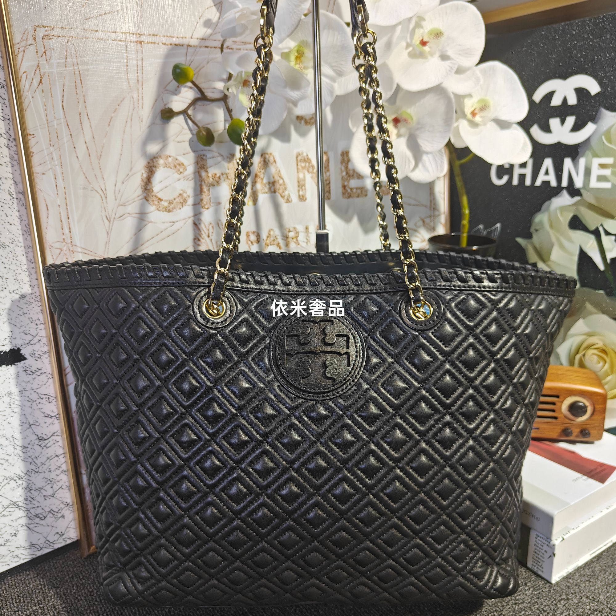 95新 TORY BURCH/汤丽柏琦 TB黑色单肩包G25101952尺寸32*28