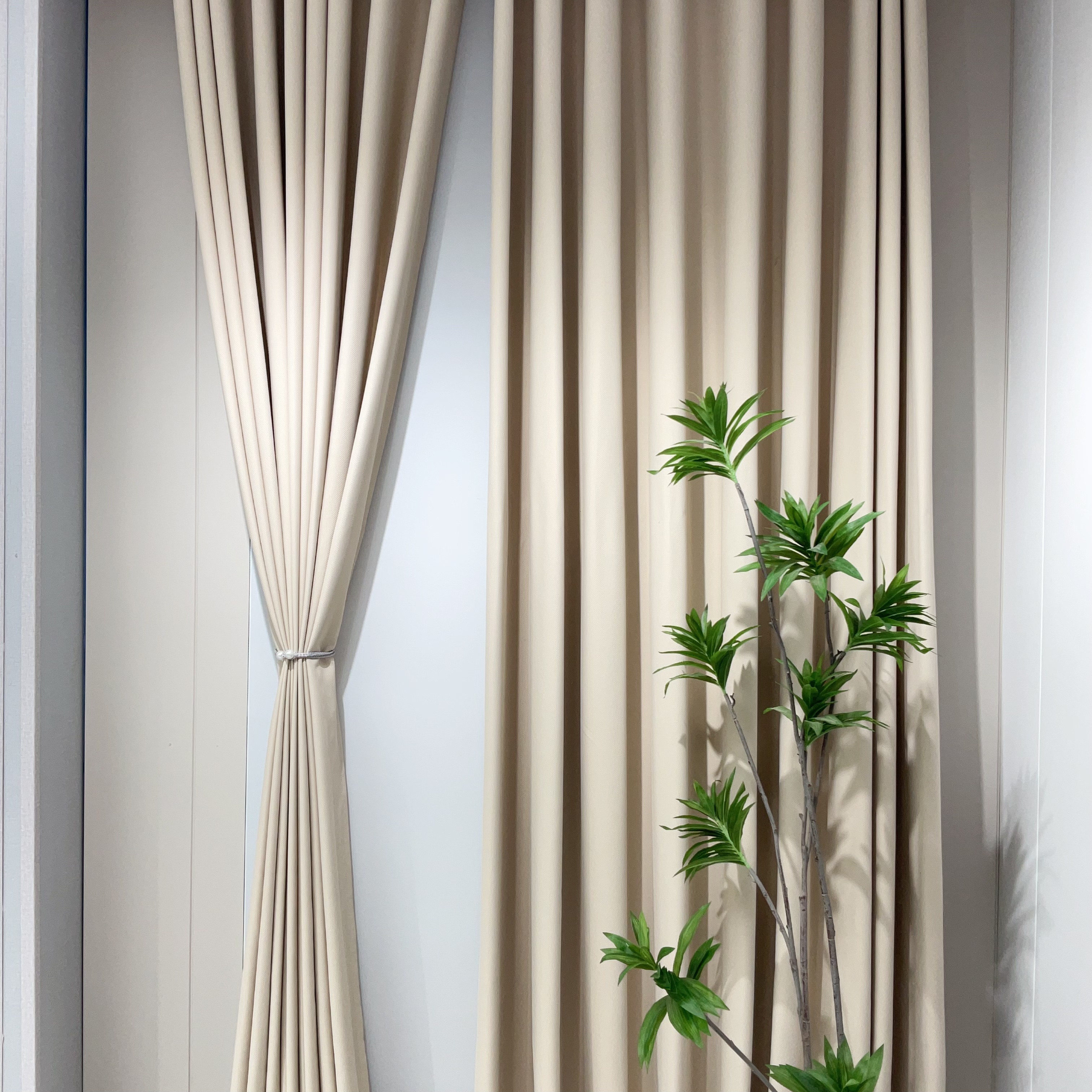 6米对开-一帘幽梦-双面人字纹（奶茶色）现代简约-奶油风纯色窗帘