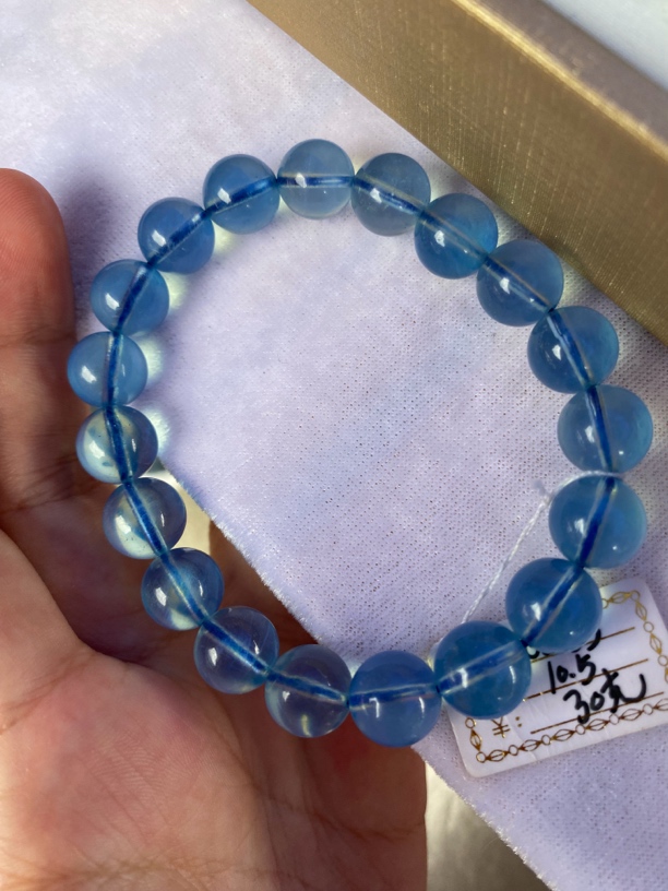 海蓝宝手链干净透女款单圈