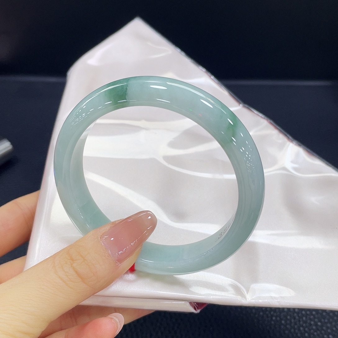 翡翠未镶嵌手镯天然缅甸A货翡翠手镯57.8圈口