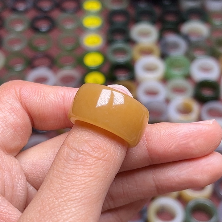 和田玉戒指未镶嵌17内径 橘糖 