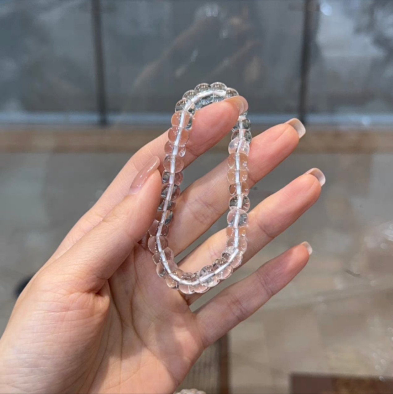 白水晶大肠手串7mm左右