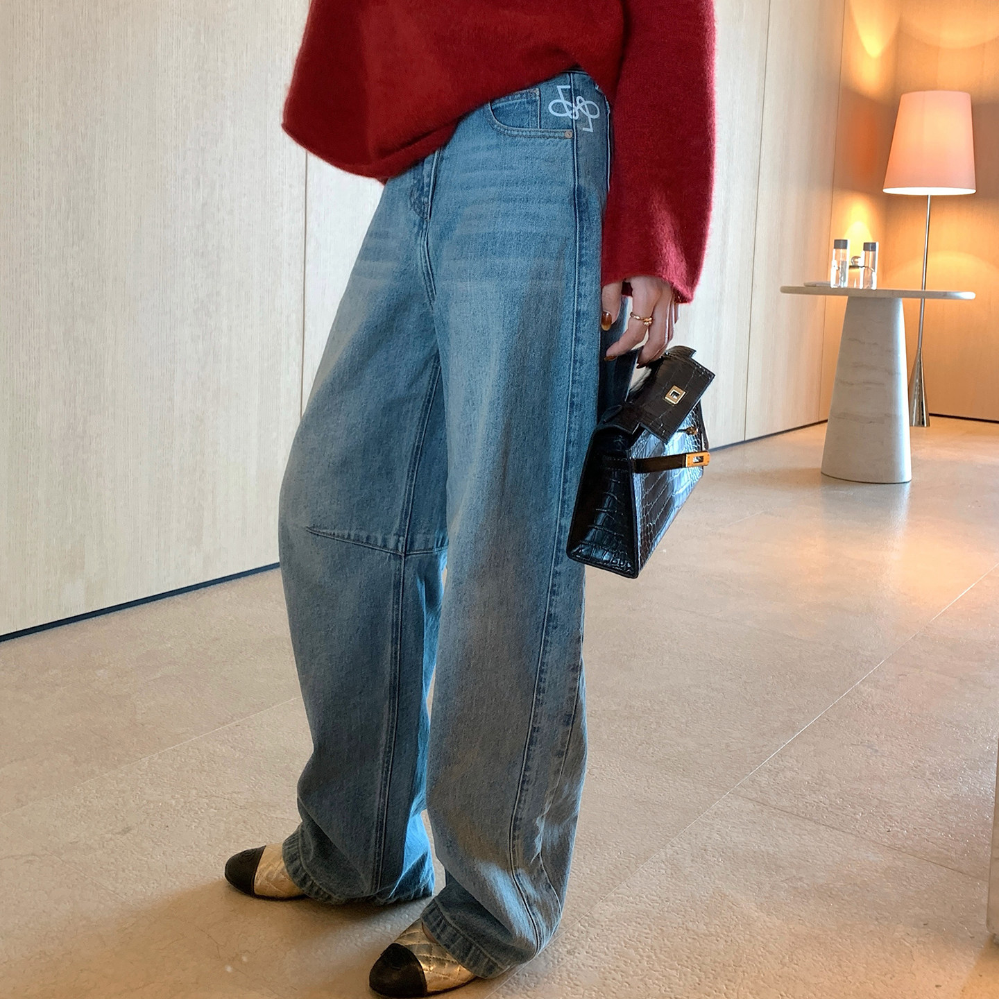 黑标"幂姐牛仔2.0"升级版土耳其进口重工水洗弯刀裤