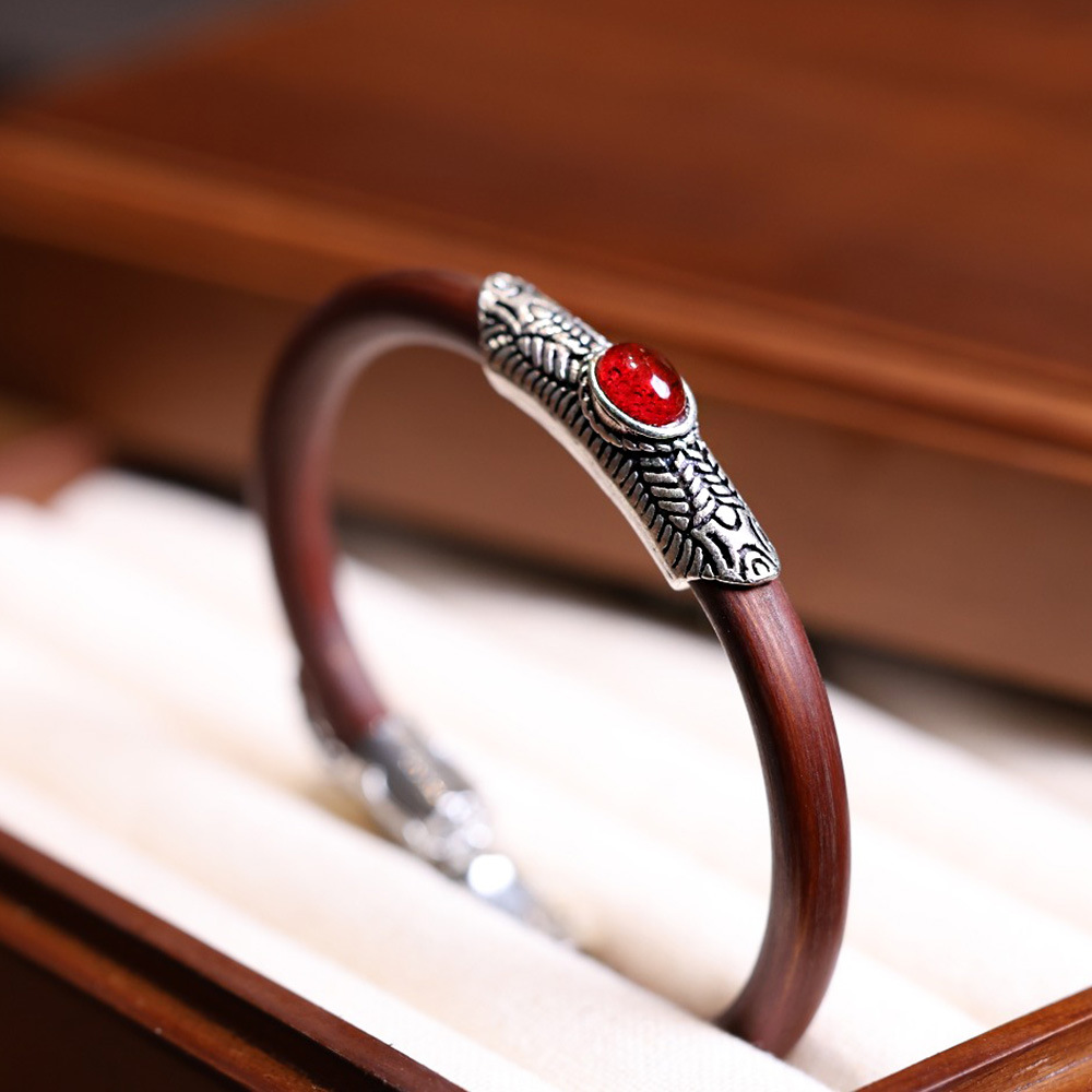 钛钢手镯 藏式天然野生山南无节鸡血藤手镯手串女款爆款2025新款