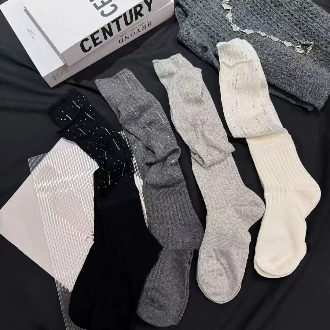 pppop这小腿袜袜子绝了！潮流纯色学院风秋冬白色少女小腿可堆堆