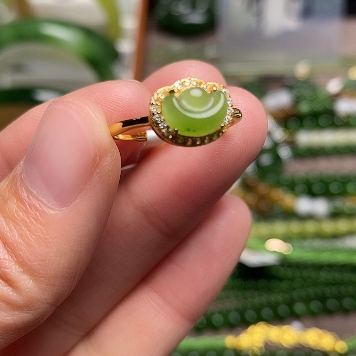 和田玉银S925镶嵌戒指