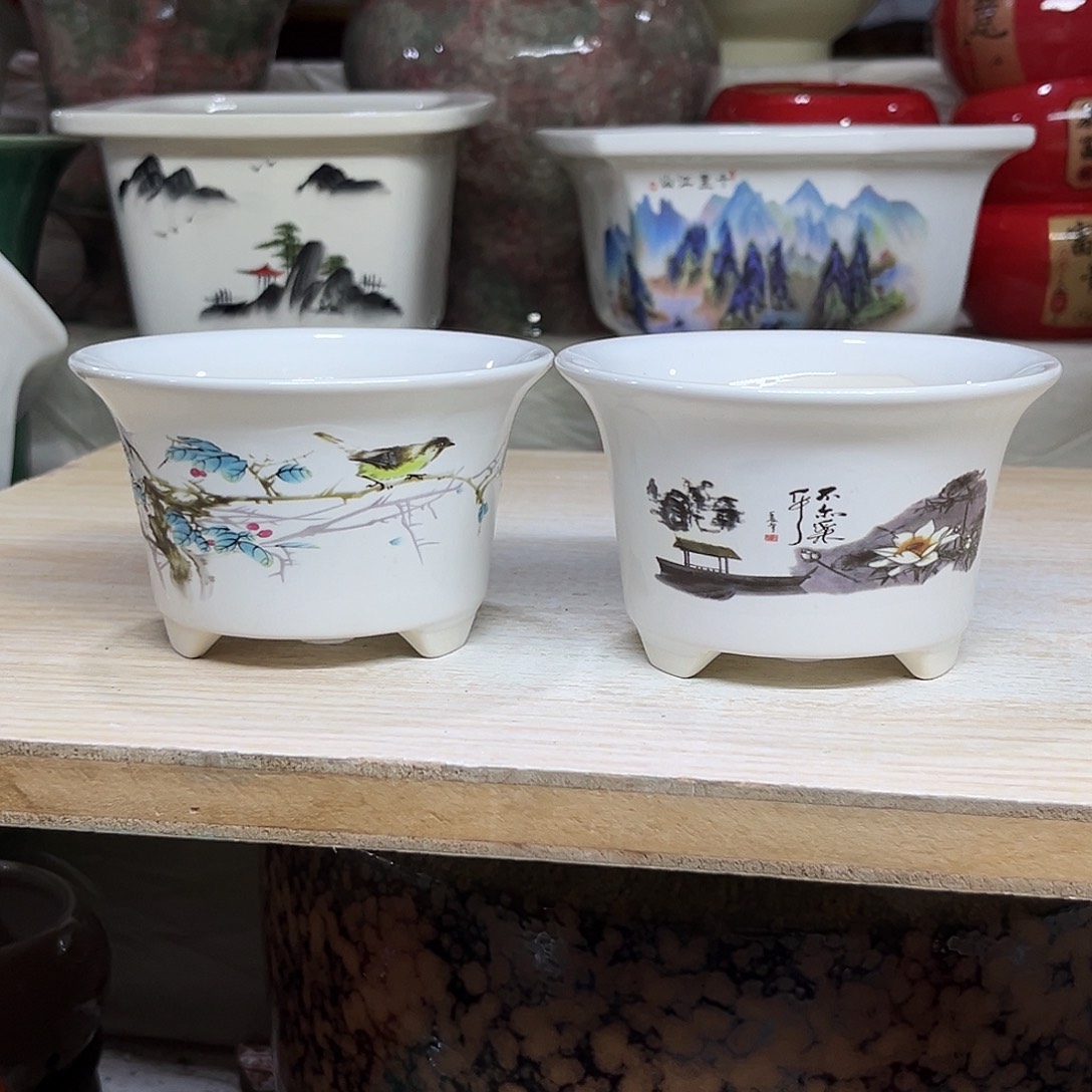 陶瓷绿植多肉微瑕花盆外口径：9.5*6