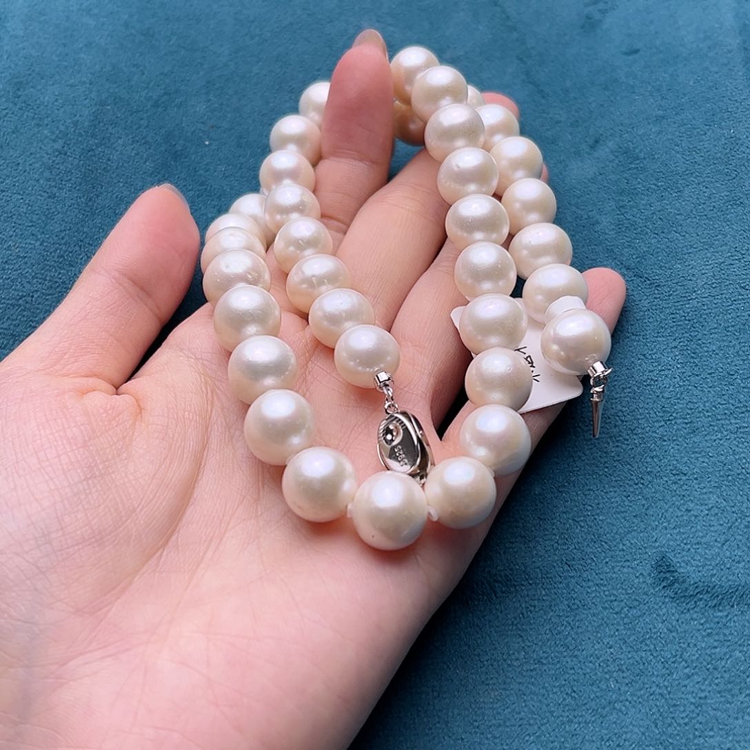 淡水珍珠银S925镶嵌项链